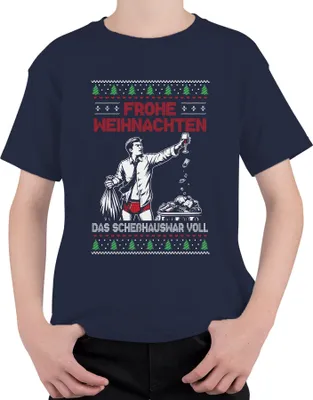 Produktbild von Frohe Weihnachten Sarkasmus - Ugly Christmas Sweater Uni Kinder T-Shirt, Navy, 116