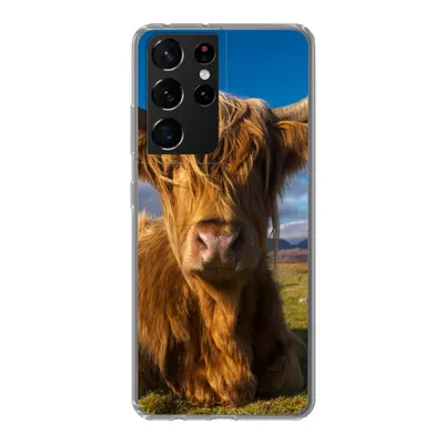 Produktbild von MuchoWow® Handyhülle Schutzhülle Hülle für Samsung Galaxy S21 Ultra Schottische Highlander - Tiere - Gras Silikon Softcase Handy Hülle - Mobiltelefon