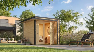 Produktbild von Gartenhaus weka Amberley 28 mm inkl. Fußboden 300 x 303 cm natur