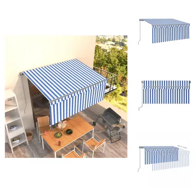 Produktbild von vidaXL Markise Manuell Einziehbar mit Rollo 3x2,5 m Blau und Weiß - Markisen