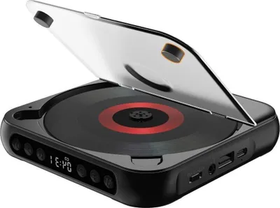 Produktbild von AIORBER Tragbarer Bluetooth CD-Player, USB-C Schnellladung, ultraflach & kompakt, MP3/WMA, Touch-Tasten, AUX, für unterwegs & Zuhause, Schwarz