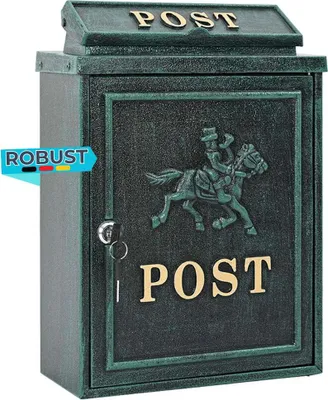 Produktbild von Briefkasten PETER Grün 29x13x41 cm Gussaluminium Wandmontage | Postkasten Nachrichtenkasten für Briefe und Zeitungen