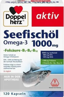 Produktbild von DOPPELHERZ Seefischöl Omega-3 1.000 mg+Fols.Kaps.