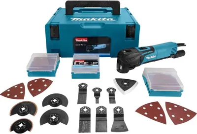 A collection of Makita brand tools and accessories laid out on a white background.