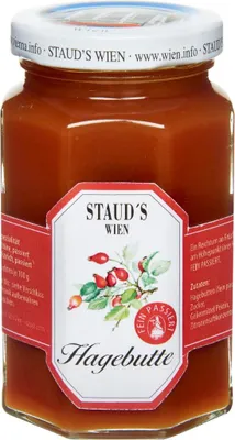 Produktbild von Hagebutte Leichtkonfitüre fein passiert, 70% Frucht, Fruchtaufstrich, 250 g, Staud's Wien, Österreich