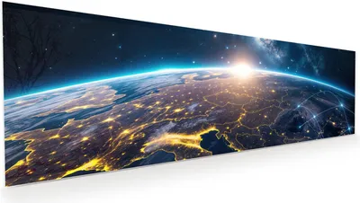 Produktbild von Glasbild 120x40cm in XXL für Wohnzimmer, Schlafzimmer Motiv Sonnenaufgang Erde
