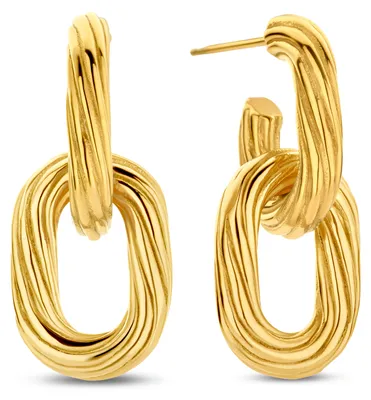 Produktbild von CO88 Collection – 8CE-70554 – Ohrringe für Damen – Ohrhänger – Bearbeitet – 26 mm Länge – 3,2 mm Dicke – 12 mm Breite – Stahl – Goldfarben