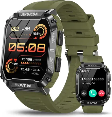 Produktbild von Herren Smartwatch mit Telefonfunktion, 1,95 Zoll Sportuhr mit Blutdruckmessgerät, SpO2, Herzfrequenz, Schrittzähler, 123 Sportmodi Android IOS