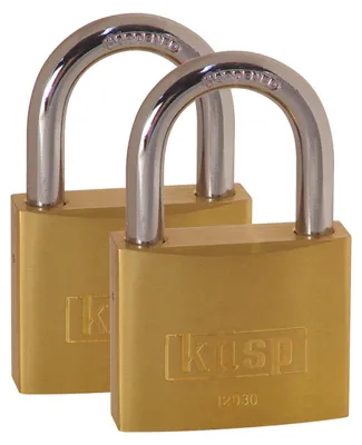 Produktbild von Kasp Vorhängeschloss, Messing Doppelpack, 30 mm, gleichschließend Serie 120, gold, K12030D2