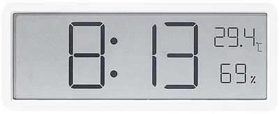 Produktbild von Digitale Wanduhr, 20 cm, mit Temperatur-, Luftfeuchtigkeits- und Datum-Anzeige, großes Display, an der Wand oder auf einem Tisch montierbar, batteriebetrieben.