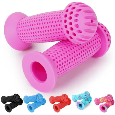 Obrázek produktu pro Rukojeti na kolo, dětské, 105 mm, 22 mm, růžové, s houbovým polstrováním, TPR guma, sada 2 kusy