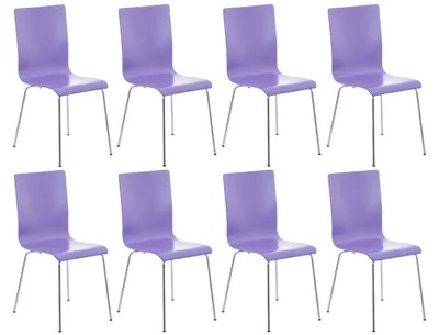 Produktbild von CLP 8er Set Besucherstuhl Pepe mit ergonomisch geformten Holzsitz und Metallgestell lila