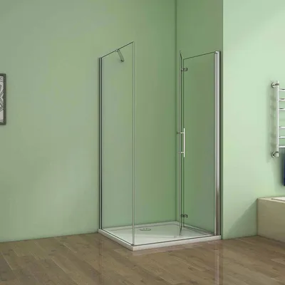 Produktbild von Falttürx Seitenwand :80x100cmxH.195cm Eckig Duschkabinen Falttür 6mm NANO ESG-Glas eckdusche Drehtür Duschabtrennung