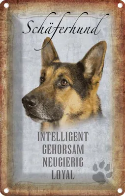 Produktbild von vianmo Blechschild 18x12 cm Schäferhund Hund Tier Haustier