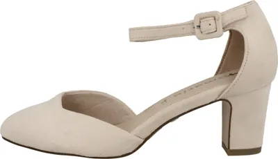 Produktbild von Tamaris Damen Pumps Textil samtige Haptik Fesselriemen Blockabsatz 1-24412-20, Größe:39 EU, Farbe:Beige