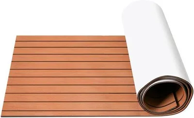 Produktbild von EVA-Teak-Bootmat 240x90cm - Teakhouten Jachtvloer - Waschbar - Braun - Balkon- und Poolschutzmatte