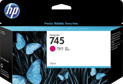 Zdjęcie produktu dla HP 745 130-ml DesignJet Magenta Ink Cartridge, HP DesignJet Z2600 PostScript Printer, HP DesignJet Z5600 PostScript Printer, Termiczny druk atramentowy, Purpurowy, F9J95A, Singapur, 202 mm