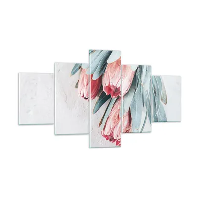 Produktbild von Bilder auf glas - 5 Teile - Blume Eukalyptus Australier - 125x70cm - Glasbilder - Wandbilder - Bilder - Wanddekoration aus Glas - Glas Bilder - Wandbild auf Glas - GEA125x70-5016