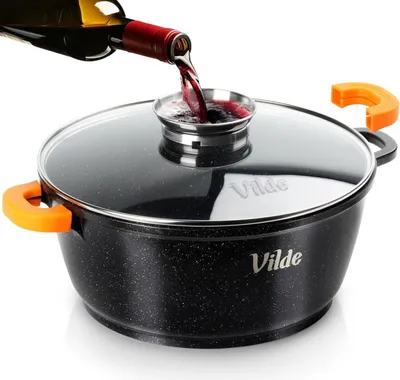 Zdjęcie produktu dla Vilde | Garnek GRANITOWY z pokrywką do gotowania duszenia pieczenia 28 cm 5,8L