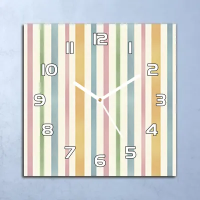 Produktbild von Deko Glasuhr Wanduhr 30x30 Bunte Streifen Quarz Küchenuhr Bürouhr