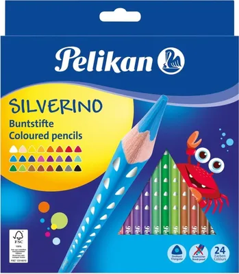 Produktbild von Buntstifte Silverino dreieckig dünn 3mm VE=5x24 Farben Schachtel