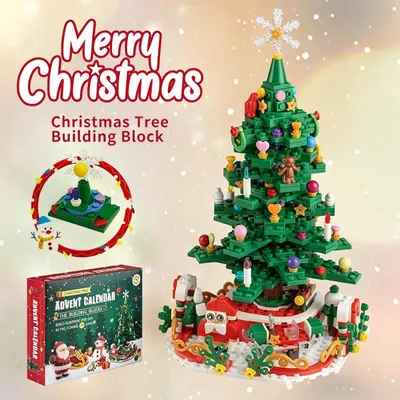Produktbild von 24 in 1 Adventskalender Weihnachtsbaum-Bausteine Weihnachtsbausatz Spielzeug