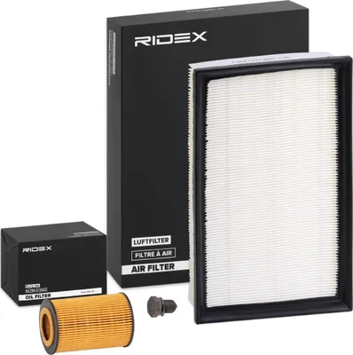 Produktbild von RIDEX Filterset Inspektionspaket Filtersatz für VW Golf VII Schrägheck (5G1, BQ1, BE1, BE2) Golf IV Schrägheck (1J1) Golf V Schrägheck (1K1) TIGUAN