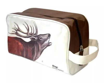 Produktbild von Gift Republic Kulturtasche Hirsch mit Reißverschluss Creme Braun ca. 10x23x15 cm