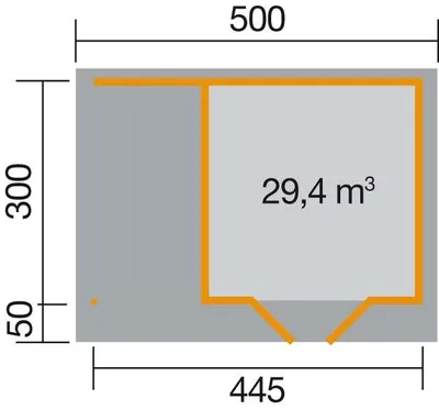Produktbild von WEKA Designhaus 126 A Gr.2, 28 mm aus Holz Gartenhaus mit 28 mm Wandstärke Gartenhütte Fußboden inklusive Geräteschuppen 13,17 m² Flachdach