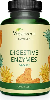 Zdjęcie produktu dla Vegavero Digestive Enzymes Complex | 120 kapsułek | kompleks enzymów trawiennych | z papainą i bromelainą | wegański