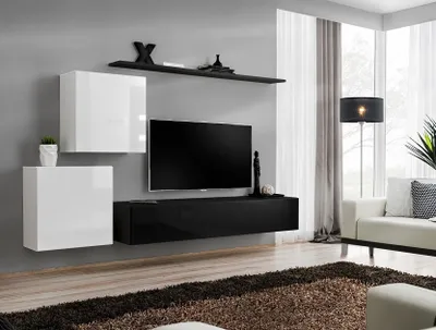 Produktbild von RIONATA 5 Wohnzimmerwand – weiß/schwarz