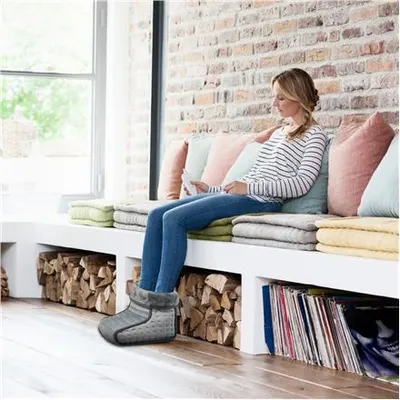 Image de Chauffe-pieds Medisana avec fonction massage FW 100, 2 niveaux de chaleur, pour 1 personne, lavable, 7,2 W, gris