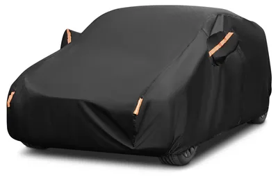 Produktbild von Autoabdeckung - Vollgarage für Limousine - 470–490 cm - Wasserdicht - Ganzjahresschutz - Wärmeisolierung - Reflektierende Streifen - Schwarz