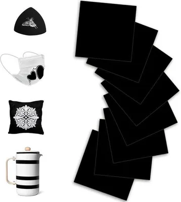 Immagine prodotto di 8 fogli di carta da trasferimento Infusible nera - Fogli per sublimazione per stampanti - Supporto fai da te per magliette effetto pelle 305 x 305 cm
