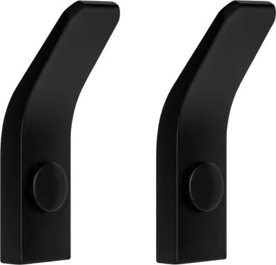Immagine prodotto di QUVIO Gancio da parete - Set di 2 - Gancio per asciugamani - Porta asciugamani - Gancio - Gancio per cappotti - Gancio da parete nero - Con viti - Per 2 asciugamani - Per cucina - Per bagno - Gancio da parete - Metallo - Nero