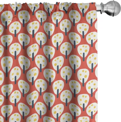 Produktbild von ABAKUHAUS Abstrakt Vorhänge, Gardinen, Nursery Cartoon Simplistic Obstbäume Wiederholung, 2 Stück 75 x 175 cm, Lachs Champagner