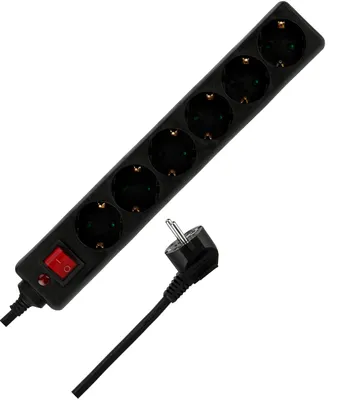 Produktbild von REV Steckdosenleiste 6-Fach, 1,4m, ÜSS 14.000A, 3500W, schwarz