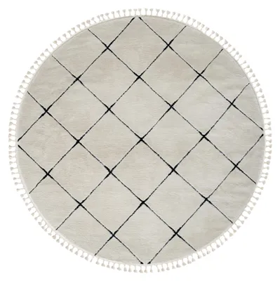 Obrázok produktu pre MY-RUG Koberec, Vilma, 240x240, biely, s vysokým vlasom, moderný, marocký dizajn, nadýchaný mäkký, škandinávsky kosoštvorcový vzor, okrúhly