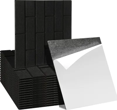 Immagine prodotto di Jayseuw 18 stuks pannelli acustici Piastrelle quadrate pannelli fonoisolanti autoadesivi Pannello murale ad alta densità Nero