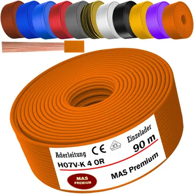 Produktbild von 90m Aderleitung H07 V-K OR 4 mm² Orange Einzelader flexibel