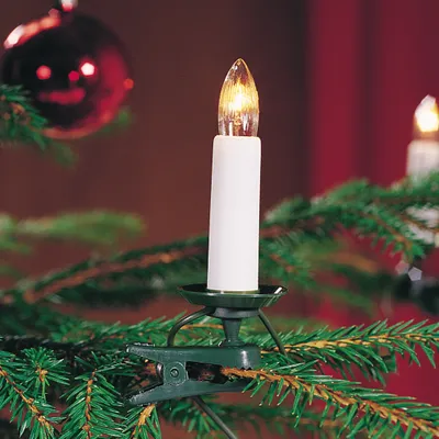 Produktbild von Konstsmide - LED Baumkette, Topbirnen, teilbarer Stecker, klare Birnen, weiß,230V, Innen (IP20), 25 warm weiße Dioden, grünes Kabel- 2032-020