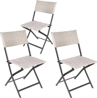 Immagine prodotto di Sedia da giardino BRUBAKER Lugano - sedia pieghevole in polyrattan resistente alle intemperie e robusta - sedia da balcone pieghevole - sedia da campeggio per giardino balcone campeggio, 3 sedie