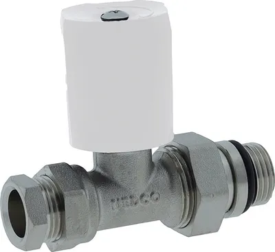 Zdjęcie produktu dla Pokrętło grzejnika 15 mm proste z białym pokrętłem 1/2 cala x 15 mm