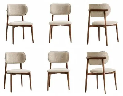 Image de Ensemble de salle à manger, style moderne, couleur marron, chaises rembourrées, structure en bois