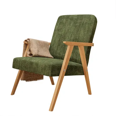Produktbild von Sessel Petra klassische Sessel Retro im minimalistischen Stil Scandinavian Holz Farbe: Poso 46 – grün