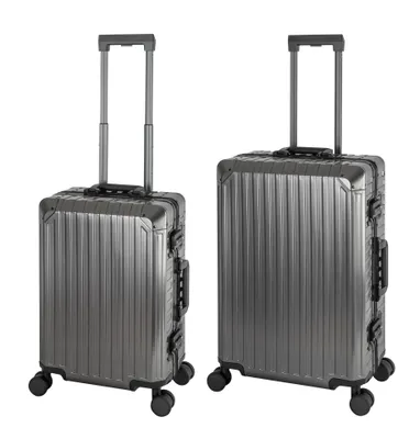 Produktbild von TRAVELHOUSE® Tokyo Alu Reisekoffer-Set 2er S+M -grau- 40 L / 66 L Trolley Hartschale