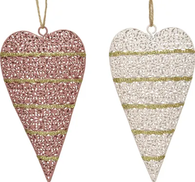 Imagen del producto de Adornos para el árbol de Navidad, forma de corazón, 13,5 x 7,5 cm