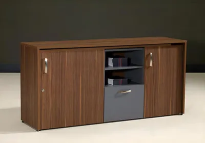 Produktbild von Büroschrank Schreibtisch 2 in 1 Funktions Schrank Tisch Holz Braun Neu