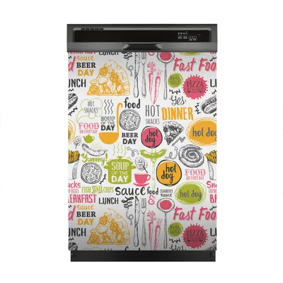 Produktbild von Magnete Dekorative 60x80 cm Küche Magnetmatte Spülmaschine - Fast Food Symbole