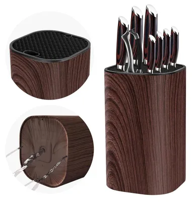 Image de Bloc à découper universel 3-en-1, amovible, de couleur marron, avec fente pour couteau